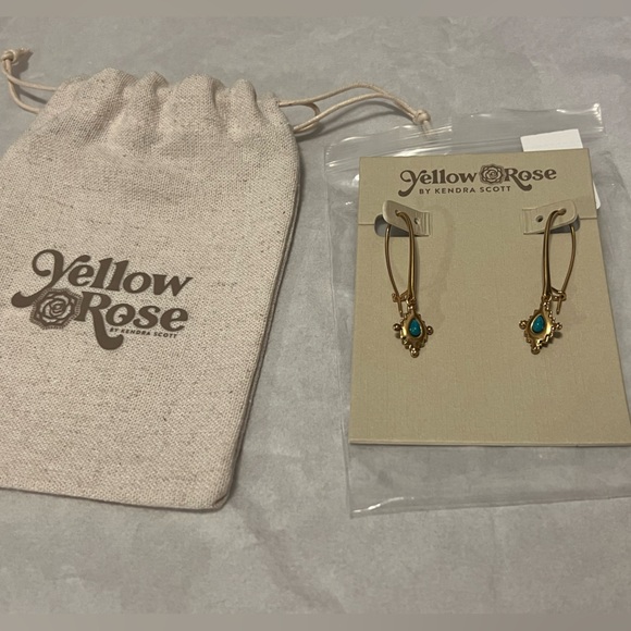NWT Yellow Rose by Kendra Scott Earrings Gold Turquoise - Picture 2 of 3